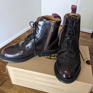 Dr Martens Delphine Cherry Red Brouge Dress Boot Oxford Oxblood Size 39 / 8 /8.5